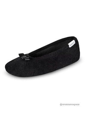 Memory Foam Ballerina Slippers Micro Terry Satin Bow Suede Sole